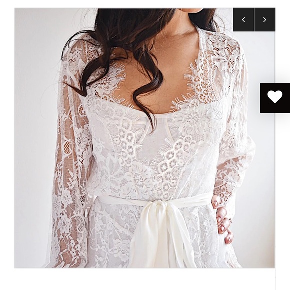 Le El New York Bianca Scalloped Edge Bridal Robe - Picture 5 of 9